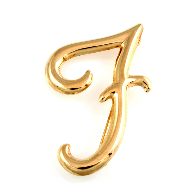 Gold-plated letter brooch